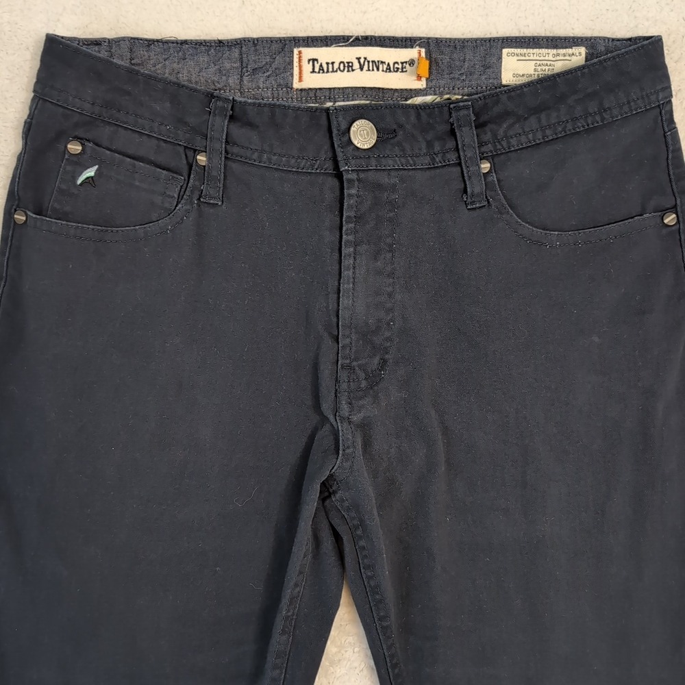 Tailor Vintage Mens Canaan Slim‎ Fit Comfort Stretch Waist Navy Jeans Size 30x32